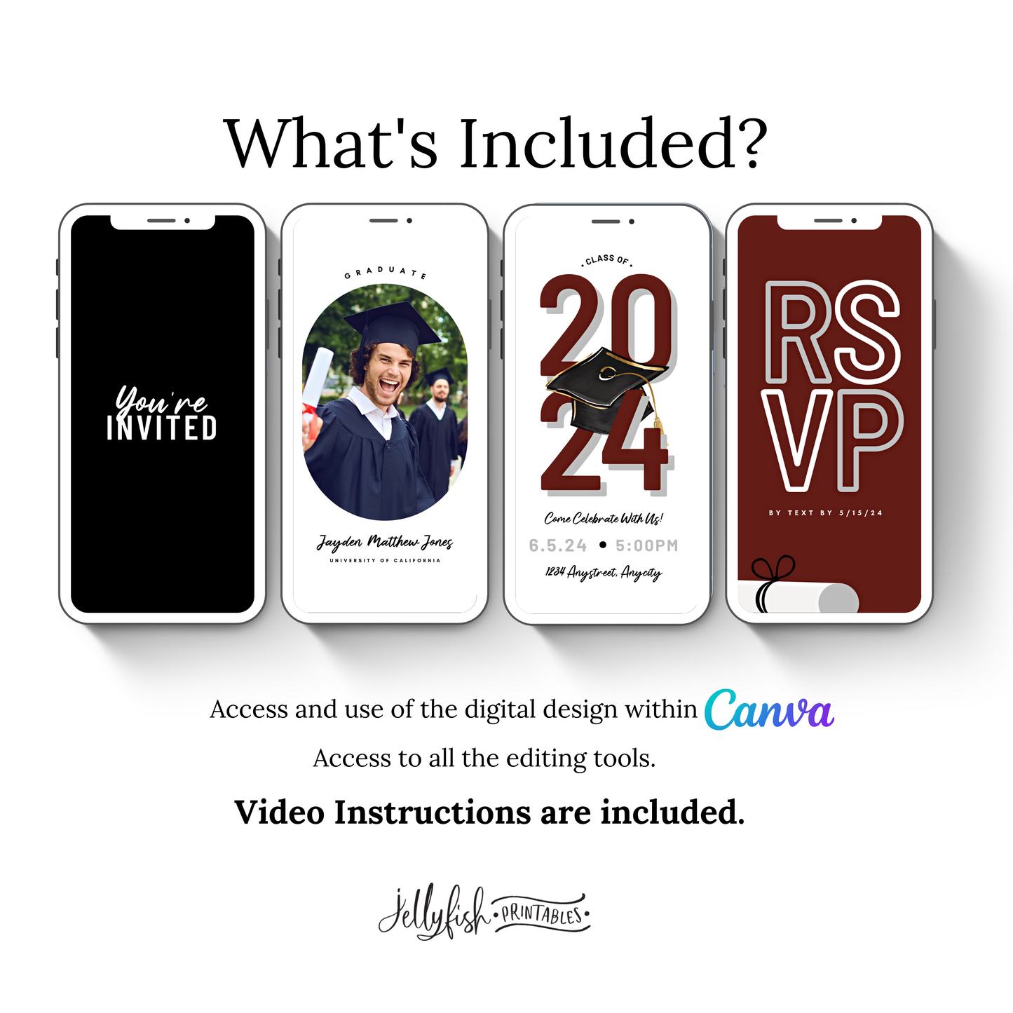 Animated Graduation Invitation Canva Template 2024. Send Today!