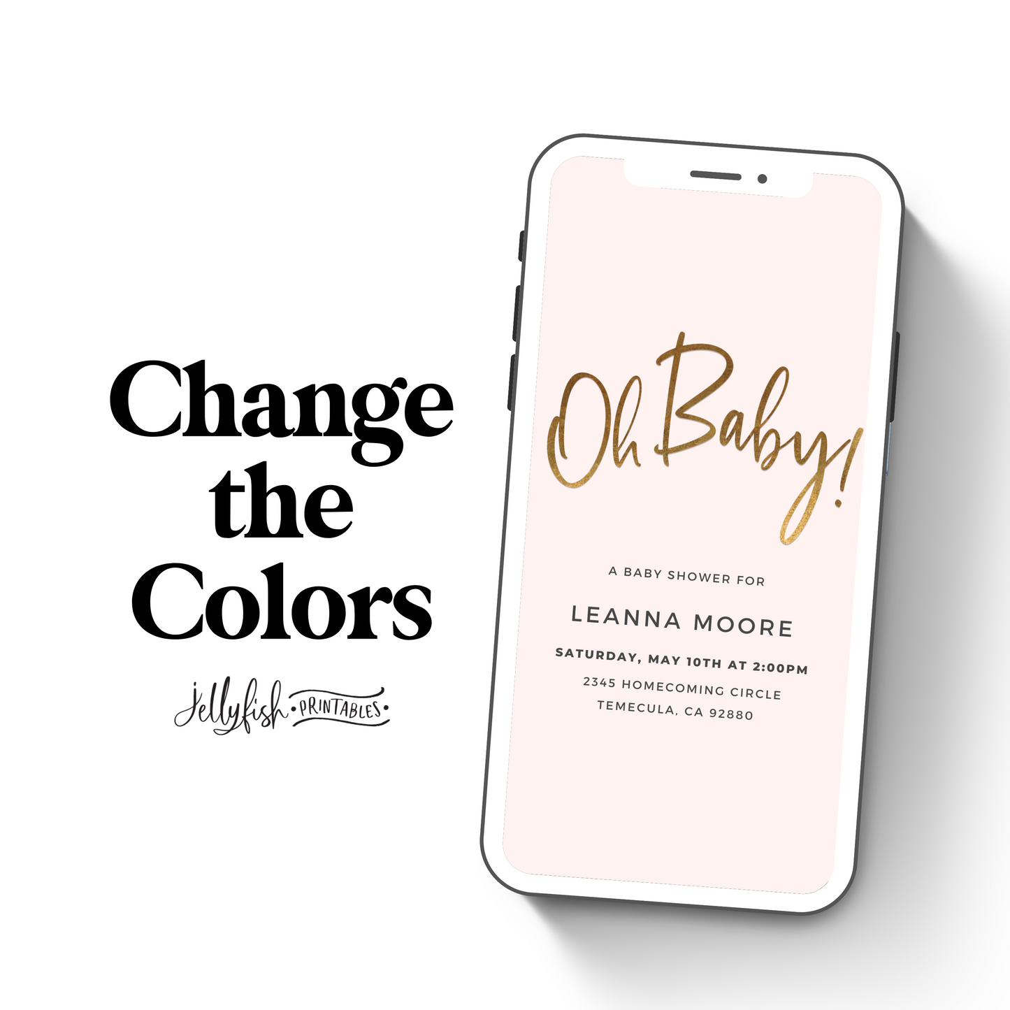 Mint Green Baby Shower Invitation | Oh Baby Animated Canva Template | Editable Digital Invite for Text or Email