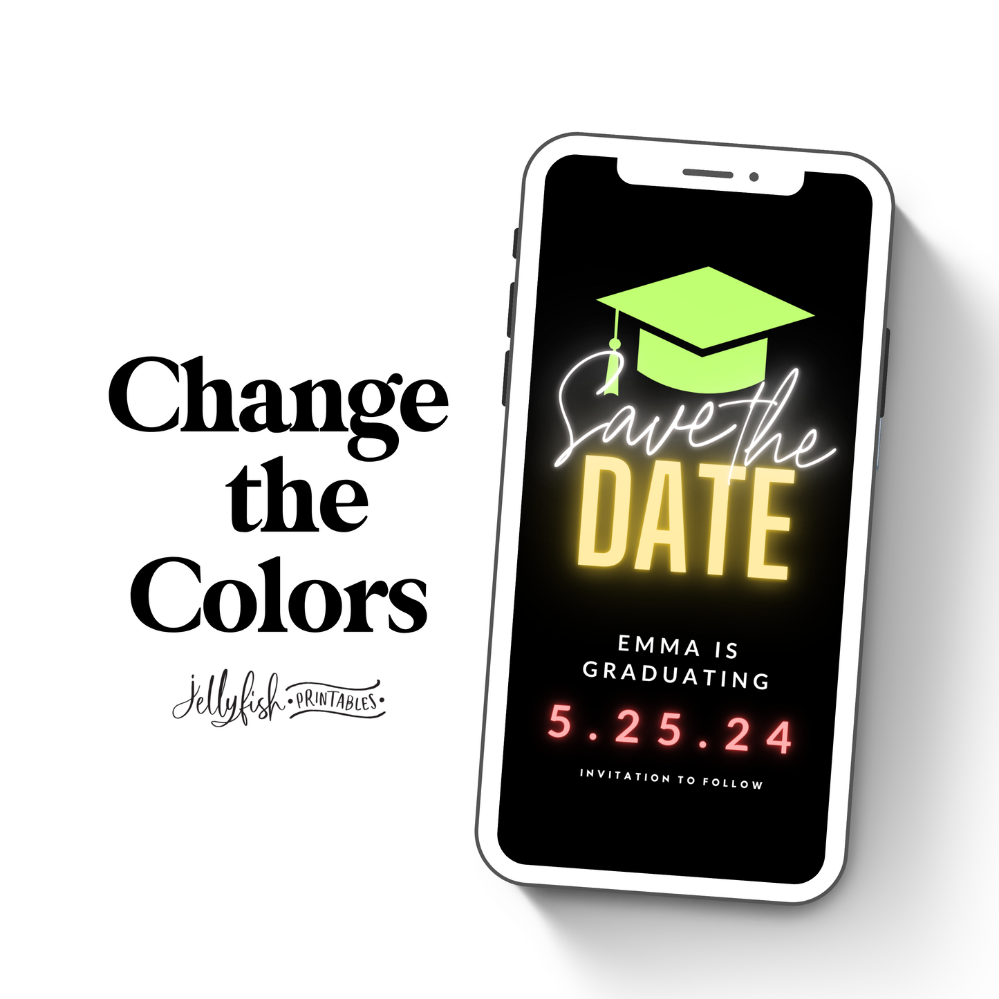 Neon Purple Graduation Save the date. Animated Canva Template for texting.  Send it out today!