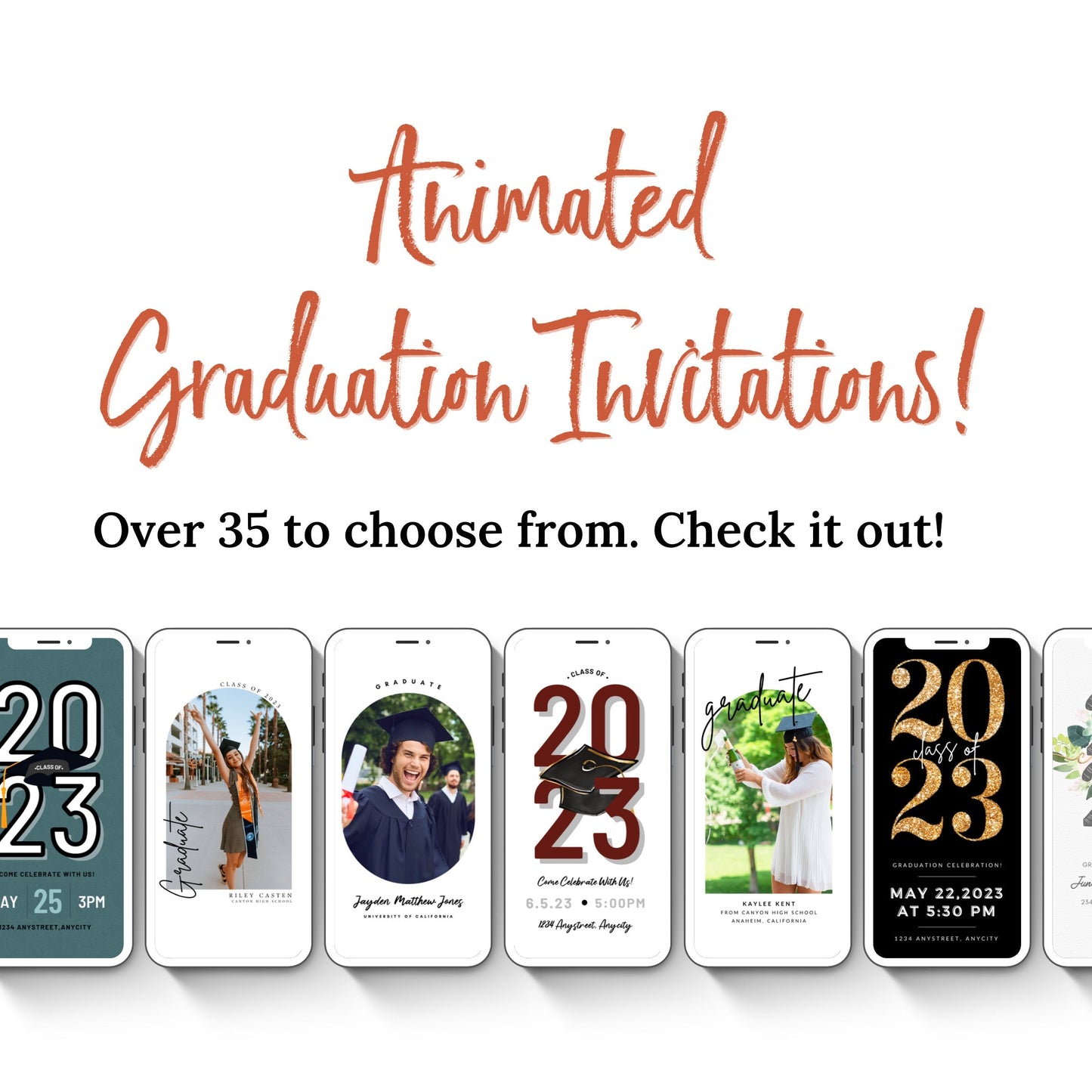 Burgundy Graduation Save the date. Animated Canva Template for texting.  Send it out today!