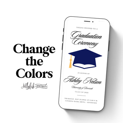 Animated Graduation Ceremony Canva Invitation Template. Send Today!