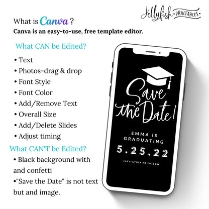 Graduation Save the Date Canva Template. Send Today!