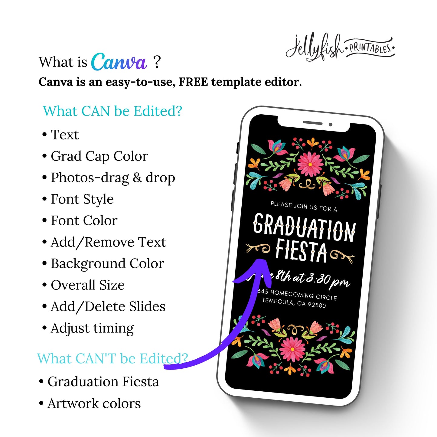 Animated Fiesta Graduation Invitation Canva Template. Send Today!