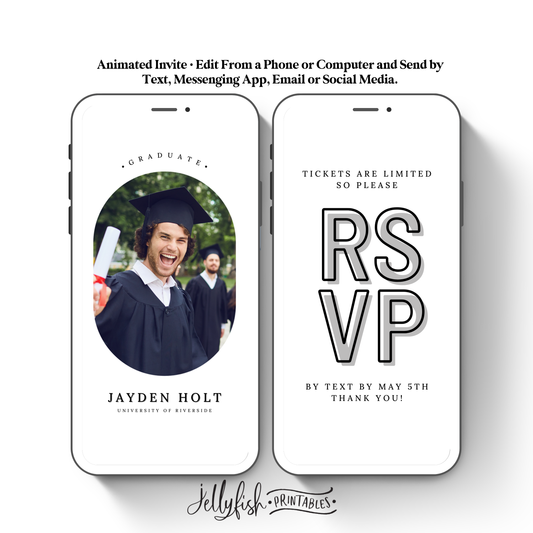 Graduation Ceremony Invitation | Animated Canva Video Template | Class of 2026 Digital Invite with Photo