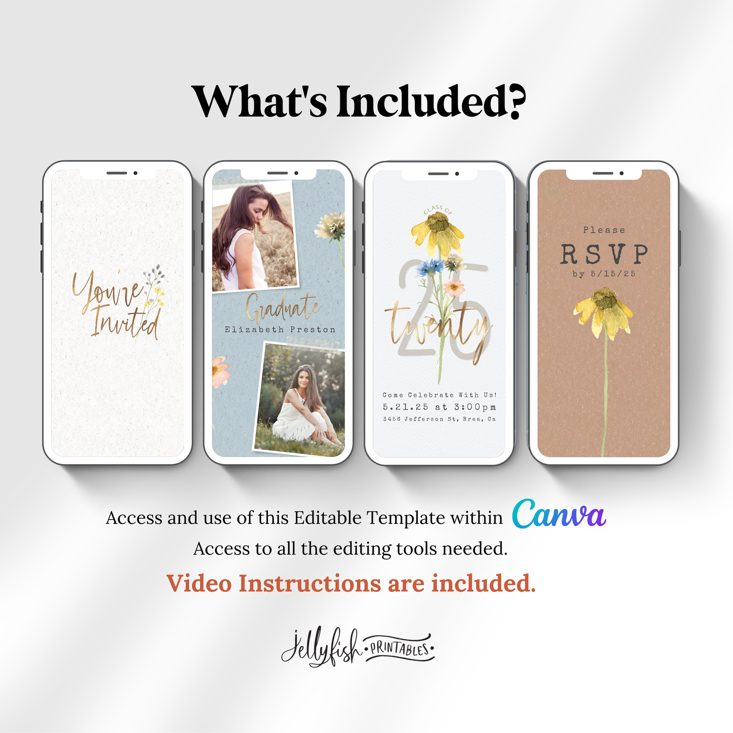 Wildflower Graduation Invitation Video | Boho Floral Canva Template | Editable Animated Class of 2025 Invite