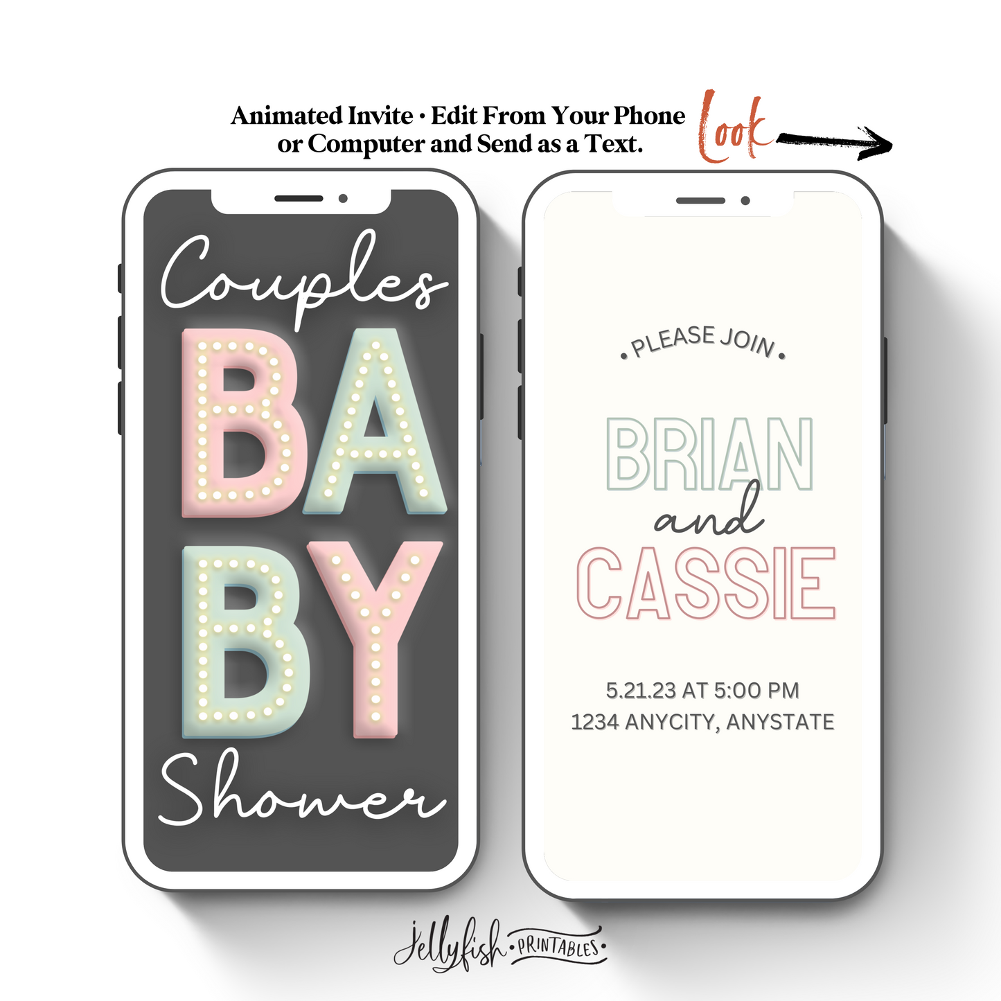 Couples Baby Shower Invitation Canva Template. Send Today!