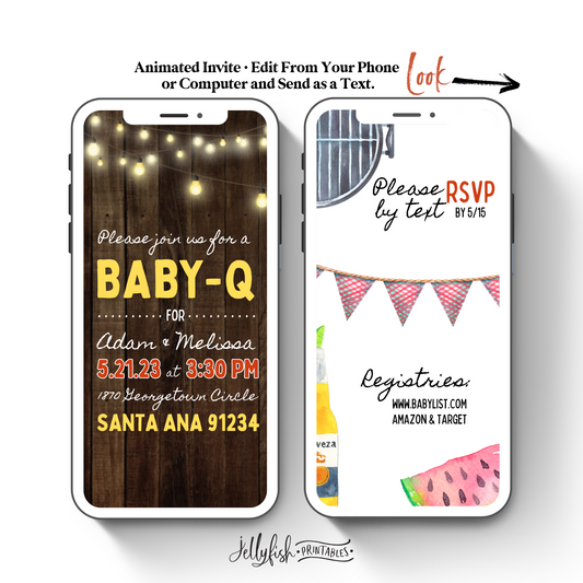 Baby-Q Baby Shower Invitation Canva Template. Send Today!