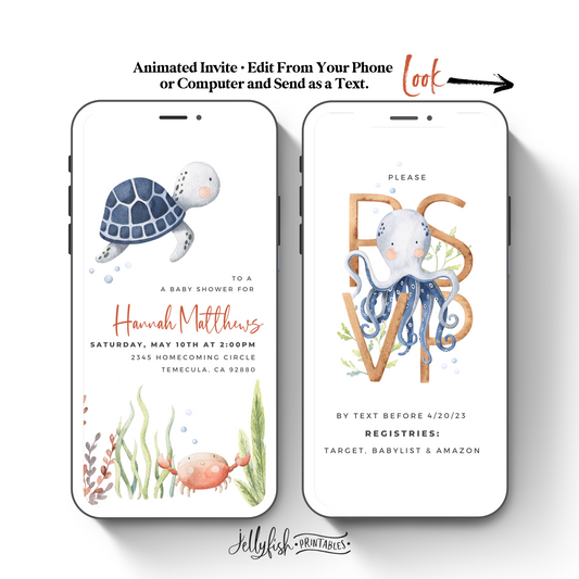 Nautical Baby Shower Video Invitation Canva Template. Send Today!
