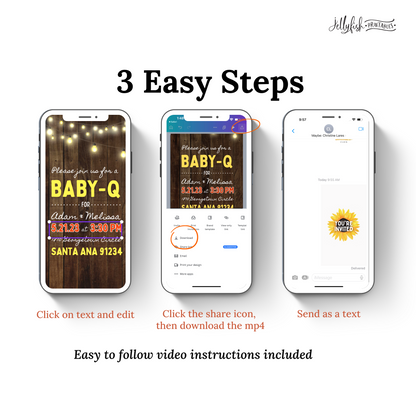 Baby-Q Baby Shower Invitation | BBQ Theme Animated Canva Template | Editable Video Invite | Text or Email Friendly