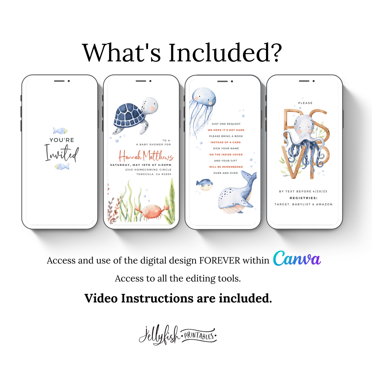 Nautical Baby Shower Video Invitation Canva Template. Send Today!