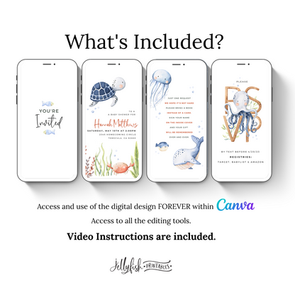 Nautical Baby Shower Video Invitation Canva Template. Send Today!