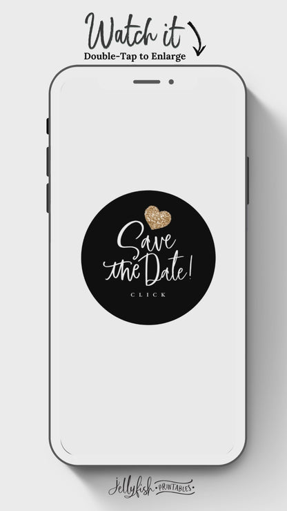 Gold Heart Wedding Save the Date Canva Template. Send Today!