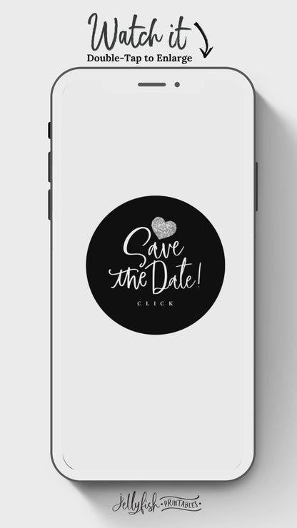 Silver Heart Wedding Save the Date Canva Template. Send Today!