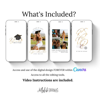 Photo Collage Animated Graduation Invitation Canva Template. Send Today!