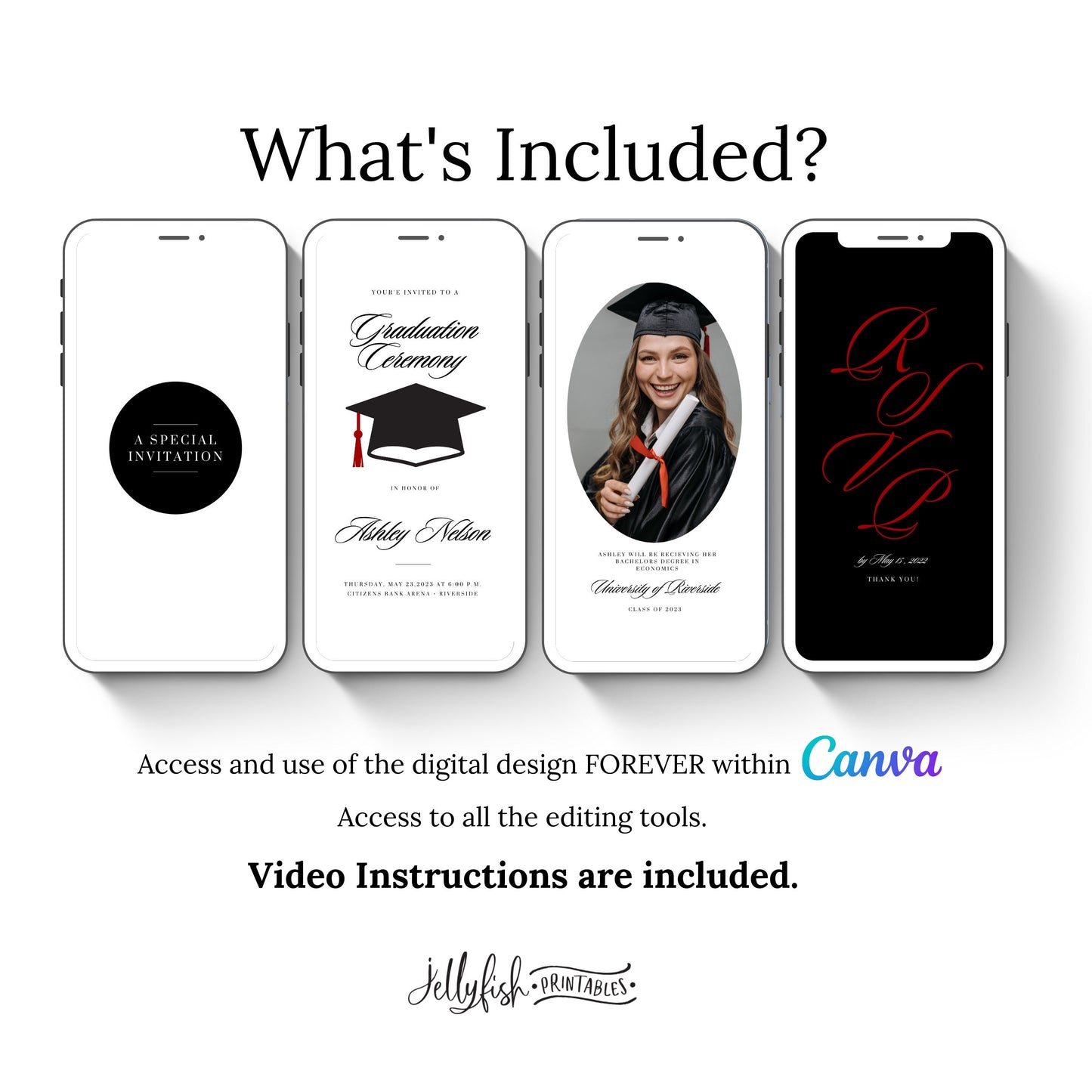 Animated Graduation Ceremony Canva Invitation Template. Send Today!