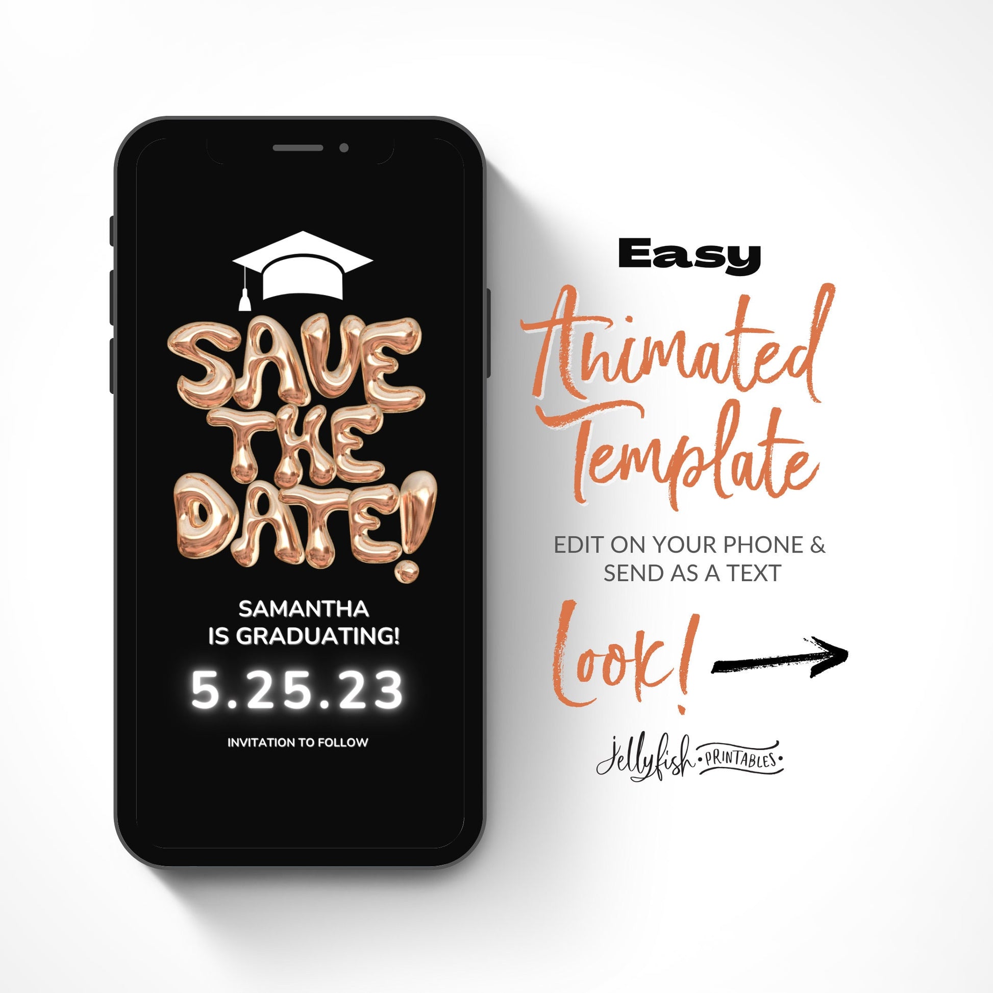 Balloons Graduation Save the Date Template for Texting. Send Today!
