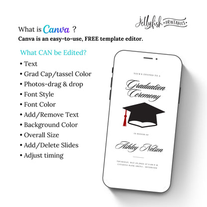 Animated Graduation Ceremony Canva Invitation Template. Send Today!