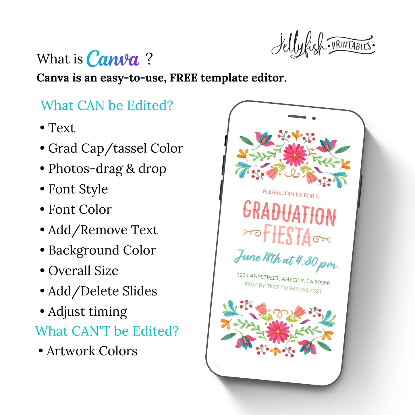 Animated Fiesta Graduation Invitation Canva Template. Send Today!