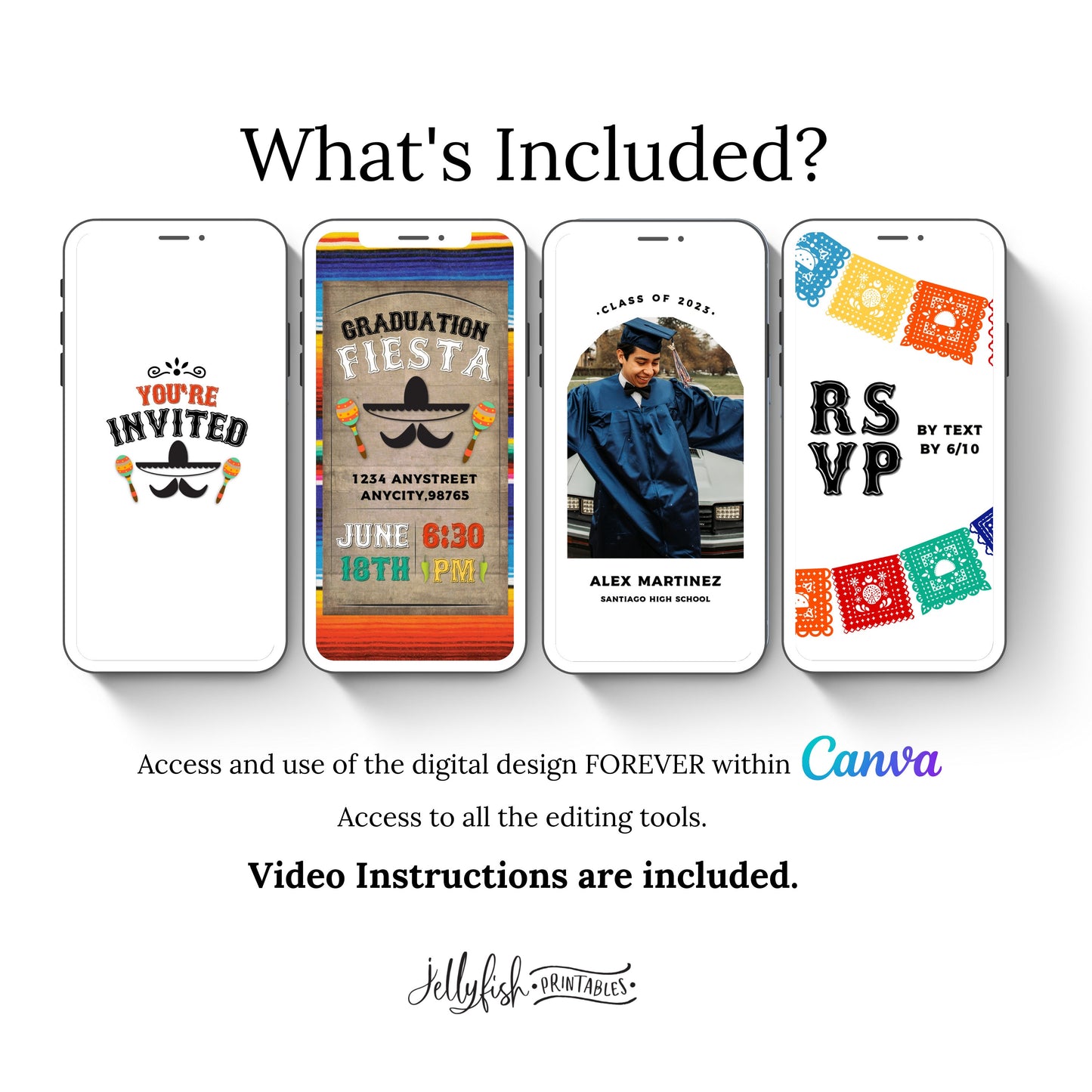 Animated Fiesta Graduation Invitation Canva Template. Send Today!