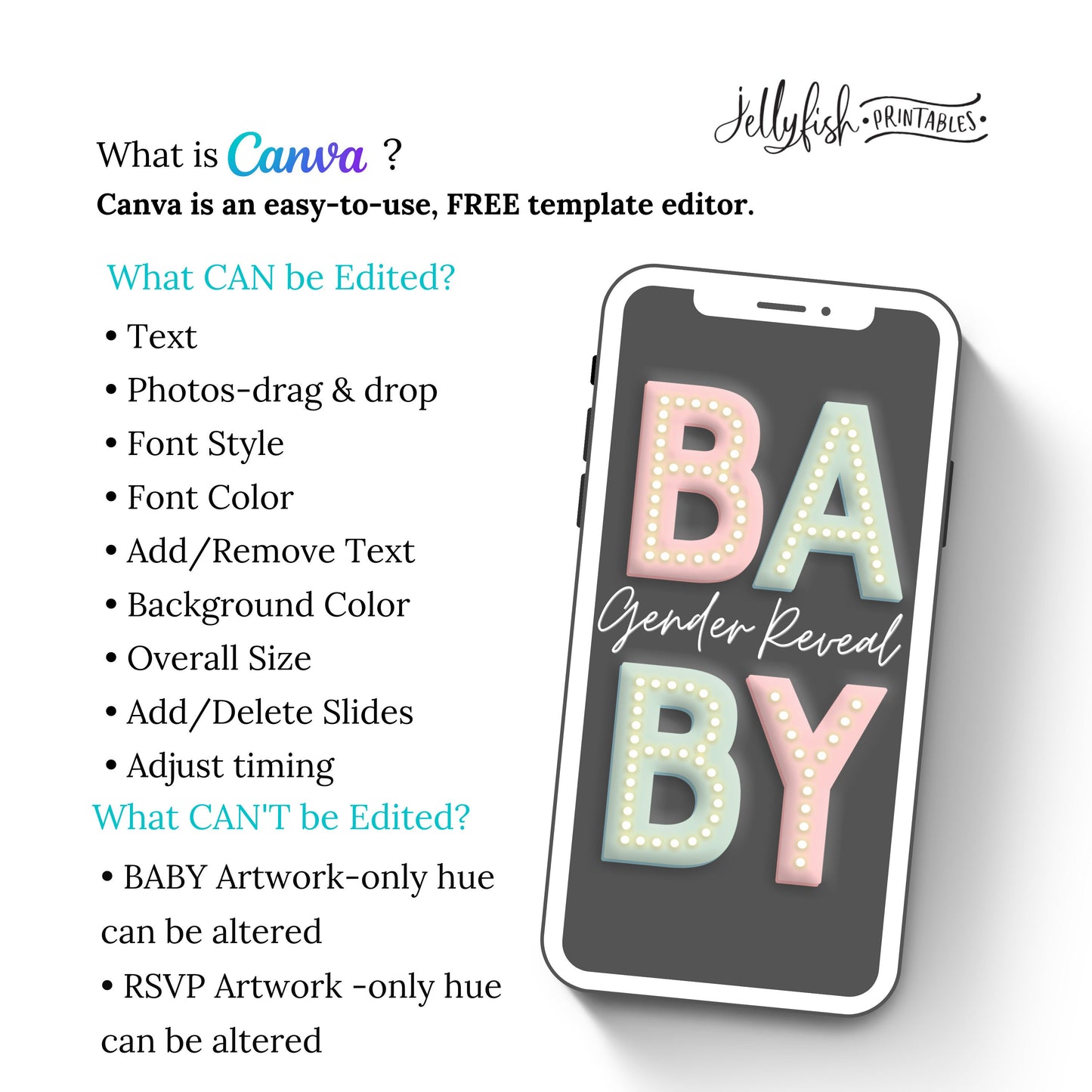Animated Gender Reveal Invitation Canva Template. Send Today