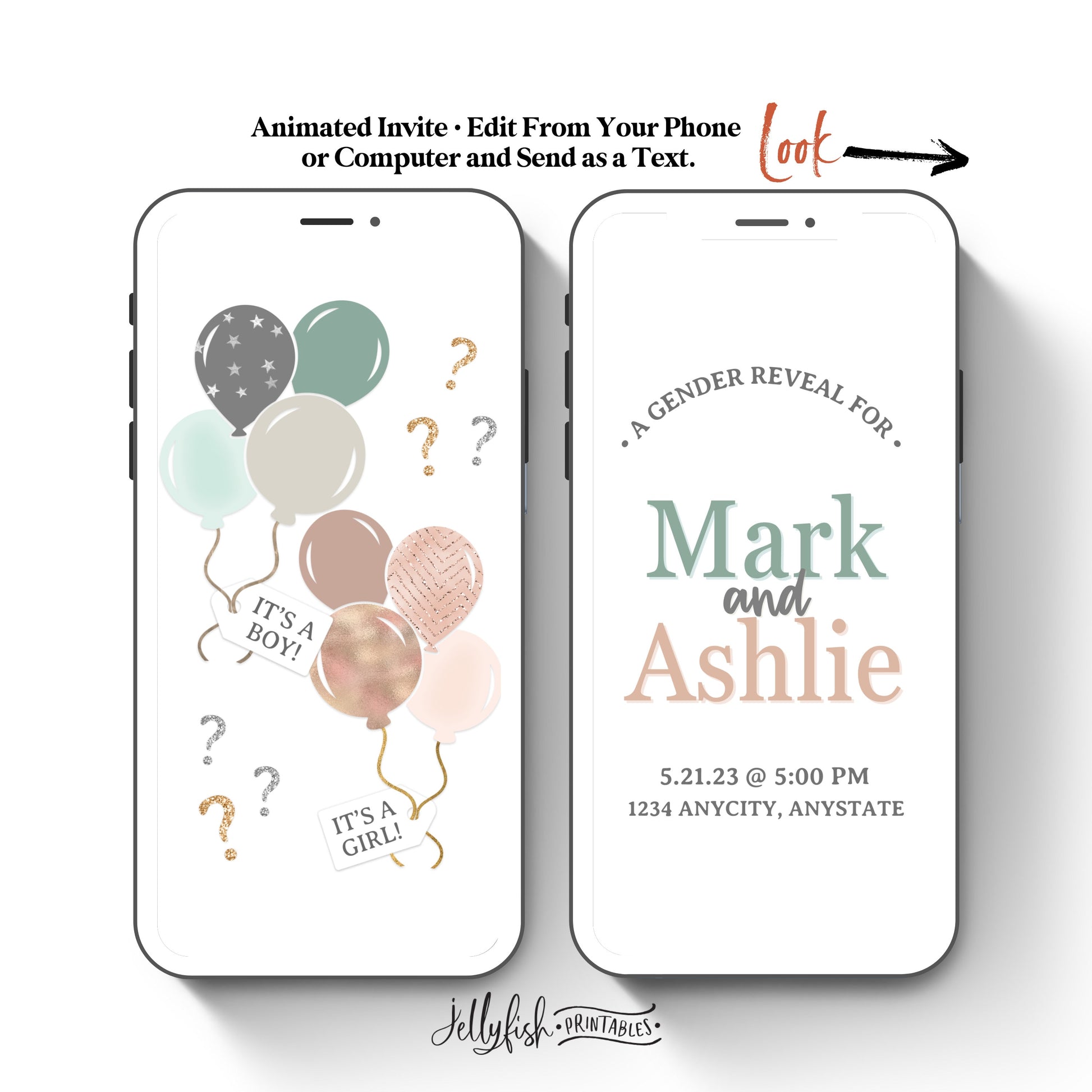 Animated Gender Reveal Invitation Canva Template. Send Today