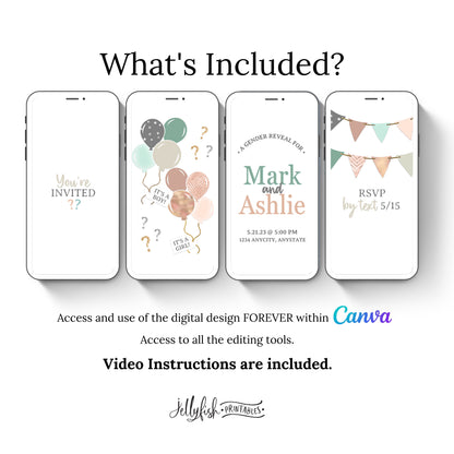 Animated Gender Reveal Invitation Canva Template. Send Today