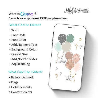Animated Gender Reveal Invitation Canva Template. Send Today