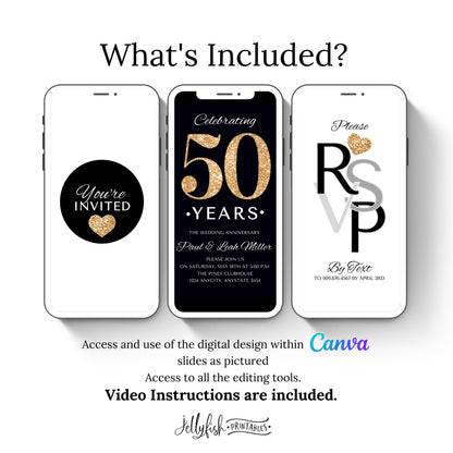 50 Year Gold Anniversary Video Invitation Template. Send Today!