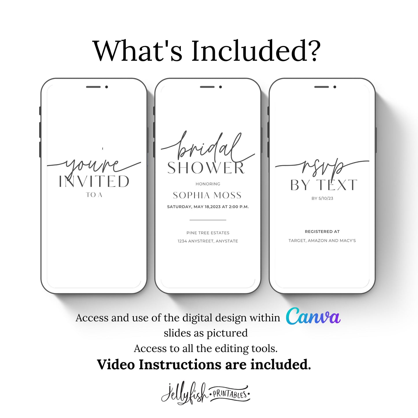Simple Bridal Video Invitation Template. Send Today!