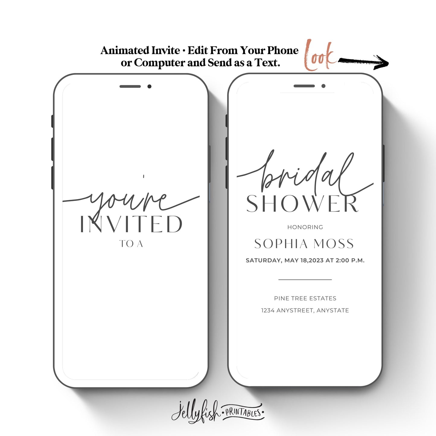 Simple Bridal Video Invitation Template. Send Today!