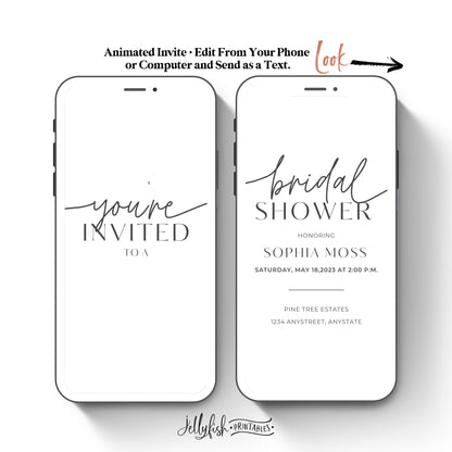 Simple Bridal Video Invitation Template. Send Today!