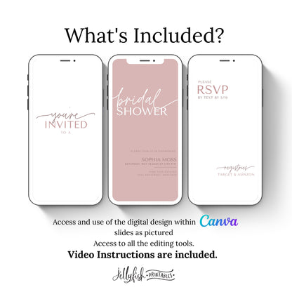 Simple Bridal Video Invitation Template. Send Today!