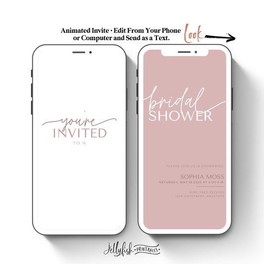 Simple Bridal Video Invitation Template. Send Today!