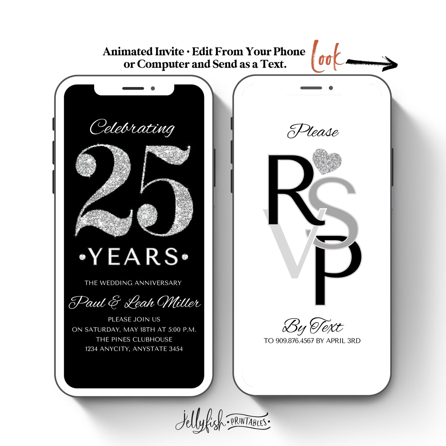 25 Year Silver Anniversary Video Invitation Template. Send Today!