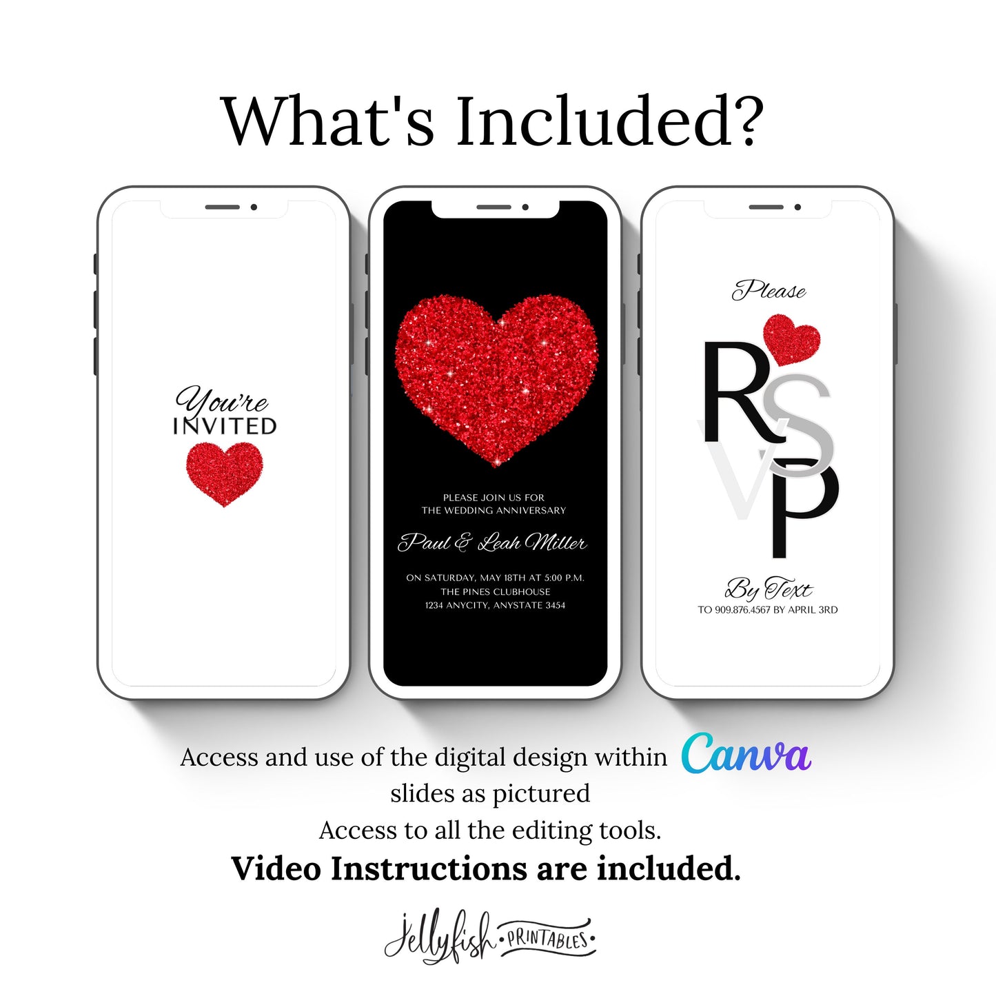 Red Heart Anniversary Video Invitation Template. Send Today!