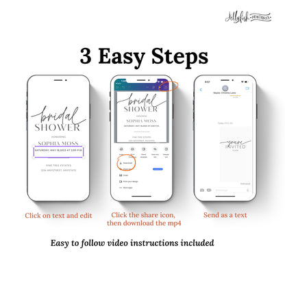 Simple Bridal Video Invitation Template. Send Today!