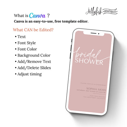 Simple Bridal Video Invitation Template. Send Today!